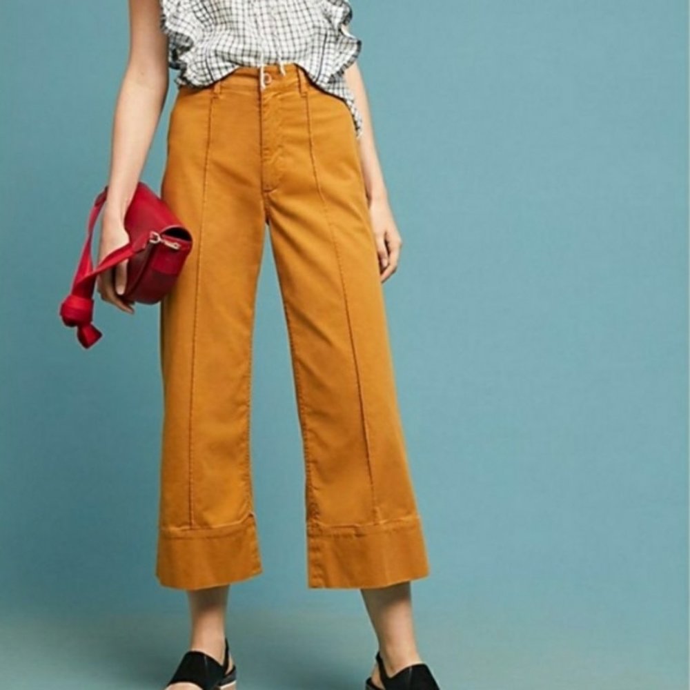 Anthropologie Chino Pintucked Wide Leg Trouser